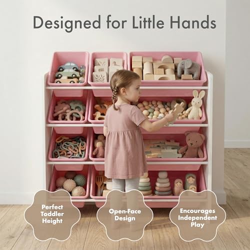 Kids Toy Organizer with 12 Removable Bins, 4-Tier Storage Shelf