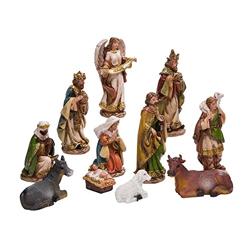 Christmas Nativity Set with 11 Resin Figures - 6 Inch Holiday Decor