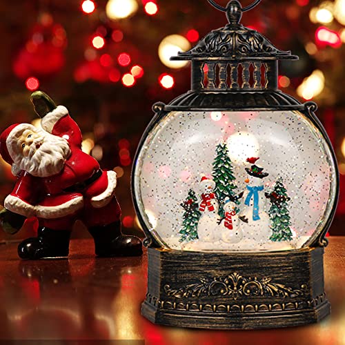 Eldnacele Snowman Lighted Snow Globe Lantern with Music & 6H Timer - Christmas Decor