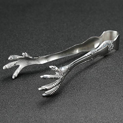 MASSJOY 1pcs Eagle Claw Shaped Ice Tongs for Bar & Ice Serving, 8 Inch Stainless Steel