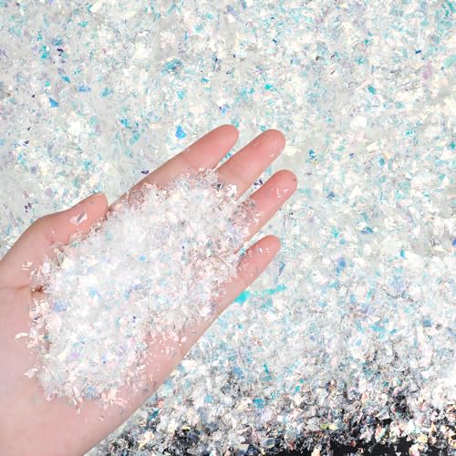 Iridescent Artificial Flake Snow - 7.05 oz Sparkling Fake Snow for Crafts