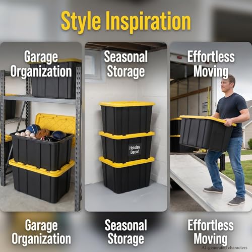 6-Pack 27 Gallon Heavy Duty Plastic Storage Bins with Lids