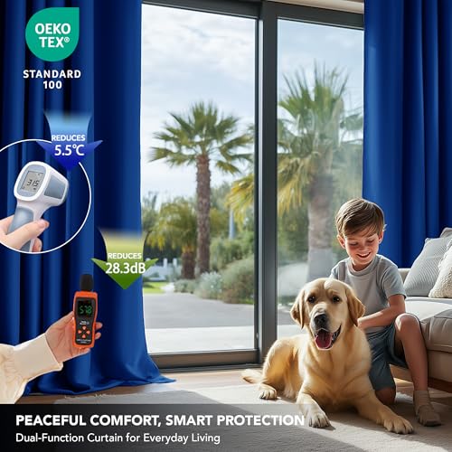 Deconovo Blackout Curtains, Thermal Insulated Rod Pocket Window Drapes, Noise Reducing, Oeko-TEX Certified, Room Darkening Curtains for Bedroom/Living Room, 2 Panels, Royal Blue, 52W x 84L