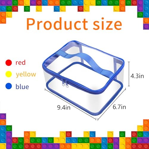 3-Piece Clear PVC Toy Storage Bags with Handles and Zipper, 9.4-inch