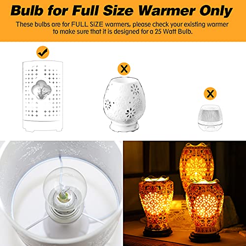 25 Watt Wax Warmer Light Bulbs, G50 E12 Candelabra Base, 6 Pack