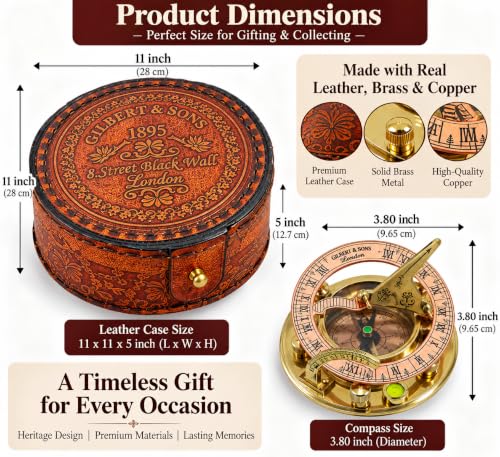 Trust in The Lord Compass with Leather Box - Proverbs 3:5-6 Religious Gift