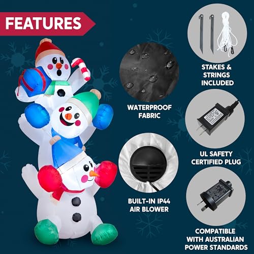 Joiedomi 6 FT Christmas Inflatable Snowman with LED Lights for Holiday Yard Decor
