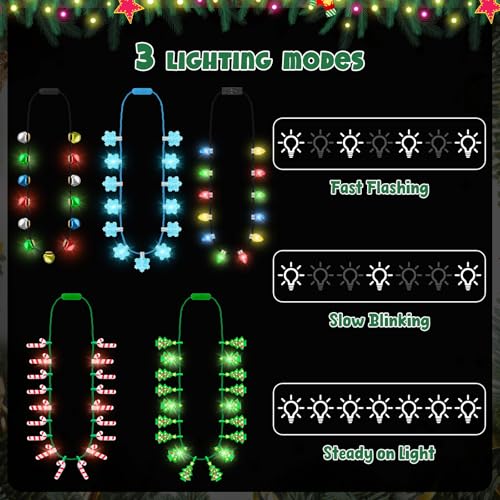 Traplace 10 Pack Christmas Light Up Necklaces for Parties & Holidays