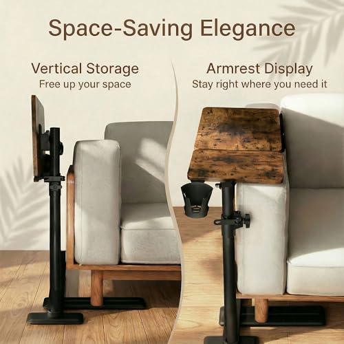 Adjustable Swivel Side Table for Recliner, Tilting Laptop Desk