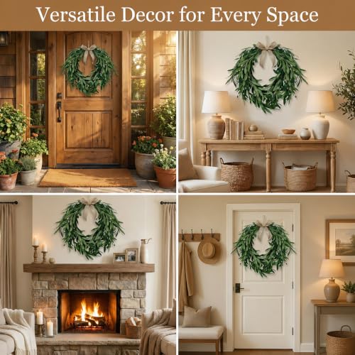 16" Heart-Shaped Artificial Olive Leaf Wreath with Fruit for Front Door