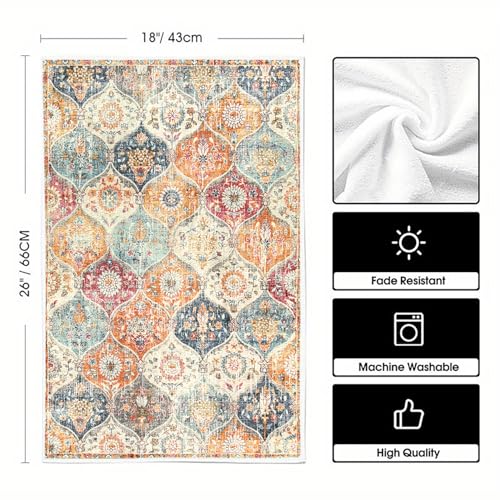 LHAIFA Boho Floral Kitchen Towels Set of 2 - 18x26 Inch Absorbent Dish Towels for Home & Farmhouse Decor