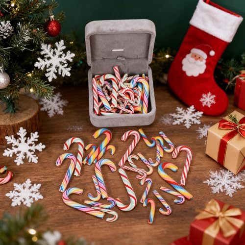 GlyinnHe 60 Mini Candy Canes for Christmas Crafts DIY Decor Ornaments