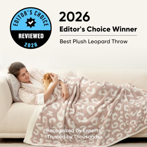 Snuggle Sac Reversible Beige Leopard Throw Blanket, 50x60 Ultra Soft Cozy