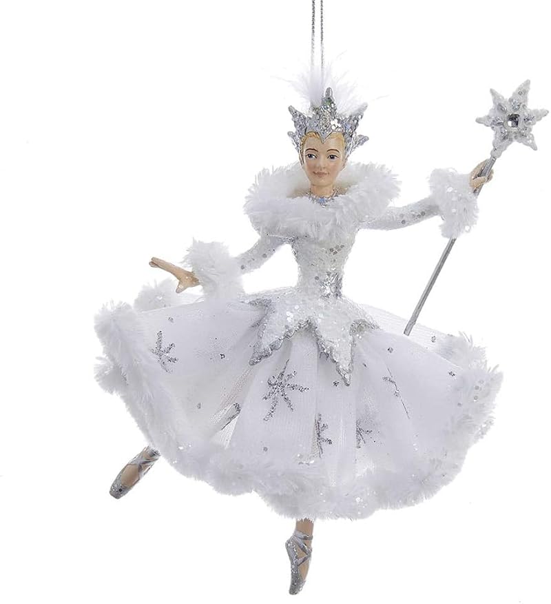 Kurt S. Adler White and Silver Snow Queen Ballerina Christmas Ornament