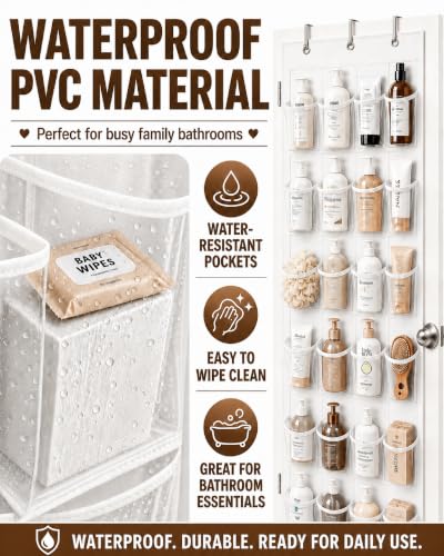 Over-the-Door Shoe Organizer, 24 Clear Pockets Hanging Storage Rack