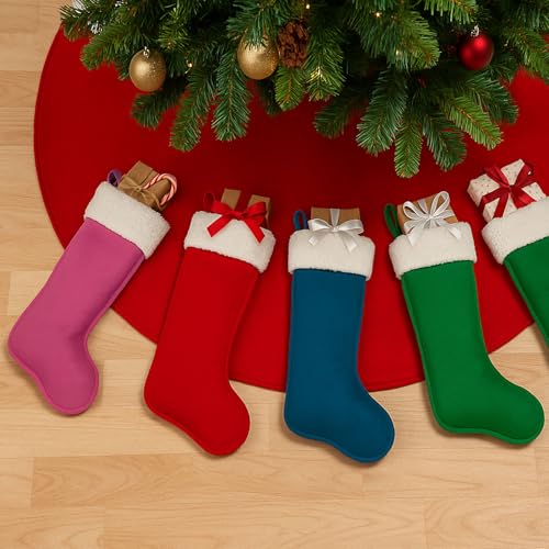 Large Navy Blue Christmas Stockings, Set of 6 Holiday Fireplace Decor