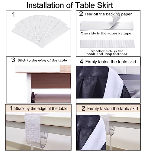 4ft Pleated Table Skirt for Rectangle Tables, Black Ruffle Party Decor