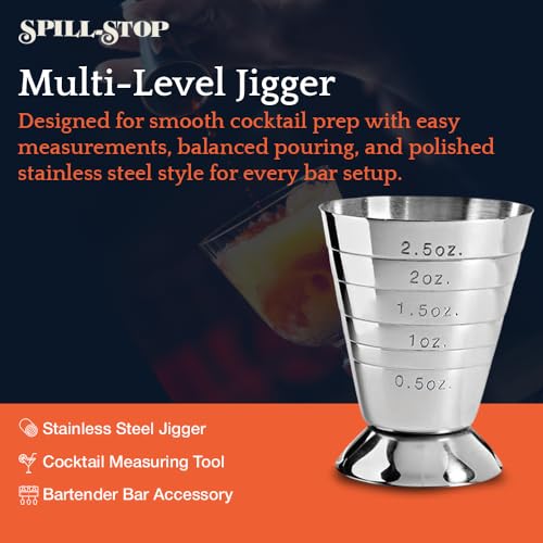 Spill-Stop 100-20 Multi-Level Stainless Steel Jigger 2.5 fl oz Capacity