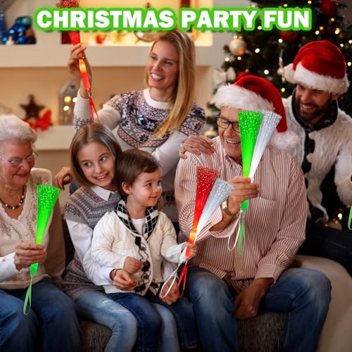 Christmas Fiber Optic Wand Party Favors - 12 Pack, Kids Light Up Toys, Holiday Decorations
