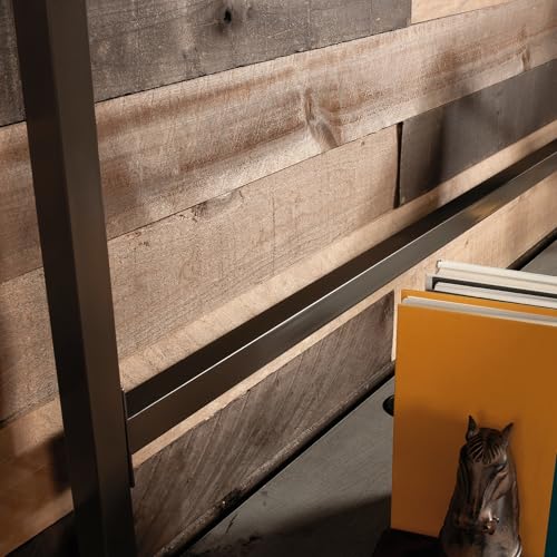 Modern Desktop Hutch with Open Storage, Mystic Oak Finish