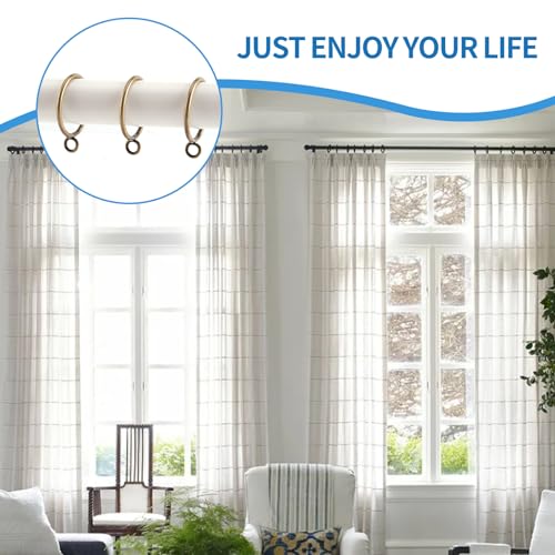 Metal Curtain Rings with Eyelets - 1.5 Inch Drapery Rings (44 Pack, Bronze)