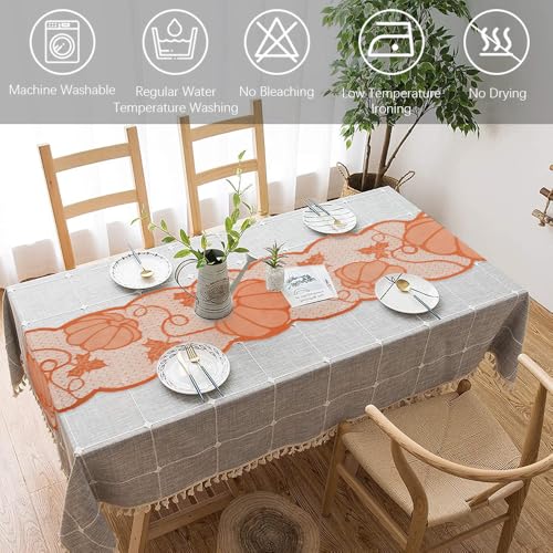 Thanksgiving Lace Table Runner 72in - Fall Decor with Pumpkin Pattern (Variation: Thanksgiving Style F)