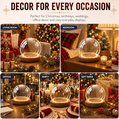 Funtery 6 Pcs 3.15 Inch Christmas Glass Display Dome Cloche Globe