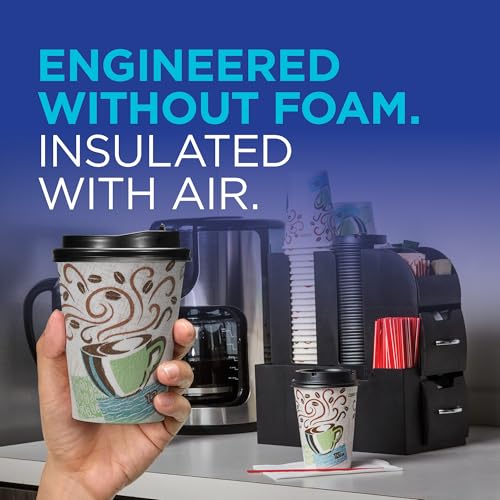 Insulated 12 oz Paper Coffee Cups, Coffee Haze Design (500 Count)