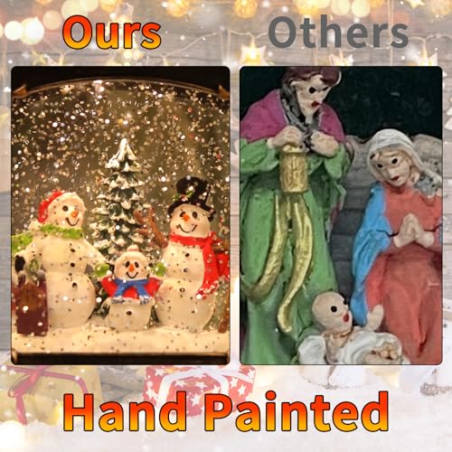 Christmas Snow Globe Lantern with Music & Lights - 10.2 Inch Snowman Scene