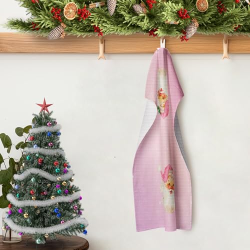 GCFET Santa-02 Pink Christmas Dish Towels 16x24 Inch Kitchen Decor Gift