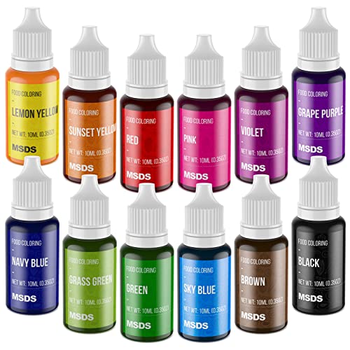 12-Color Liquid Food Coloring Set - Food-Grade Dye for Baking & Icing