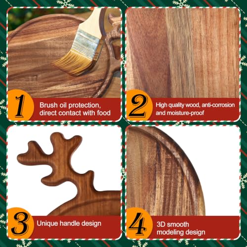 Funnymoom Antler Christmas Charcuterie Board Gift - Wooden Serving Tray