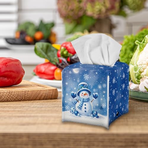 Christmas Snowman PU Leather Tissue Box Cover with Bottom Belt – Eheartsgir