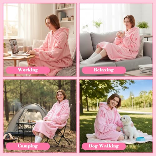 Wearable Blanket Hoodie for Women - Oversized Sherpa Fleece With Pockets
