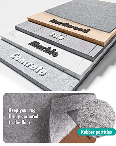 8x10 Non-Slip Felt Rug Pad for Hardwood Floors - 1/4 Inch Thick Cushioned Grip