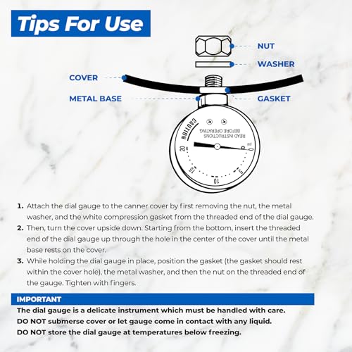 Pressure Canner Steam Gauge Replacement 0-20 PSI for Pressure Cookers