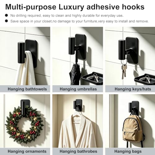 Adhesive Towel Hooks, Heavy Duty Stainless Steel Wall Hooks (3 Pack)