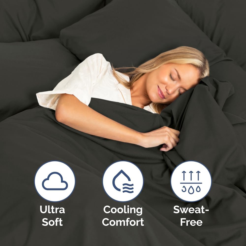 Skiennix Full Size 4-Piece Sheet Set - Comfy, Breathable & Cooling Bed Sheets - Ultra-Soft, Wrinkle-Free, Deep Pockets - Charcoal