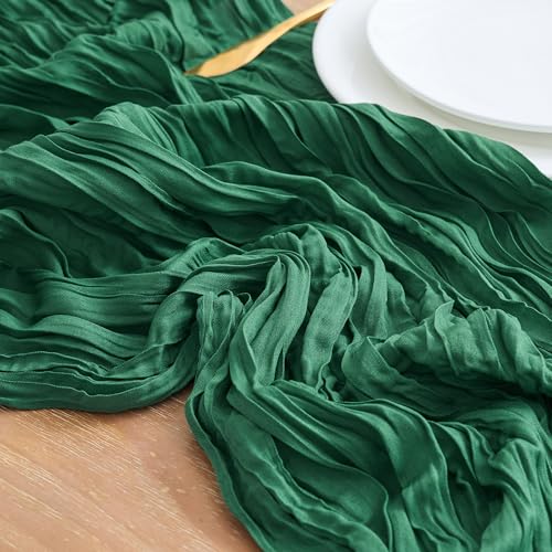 Emerald Green Cheesecloth Table Runner 10ft (1 Pack) Holiday Rustic Boho