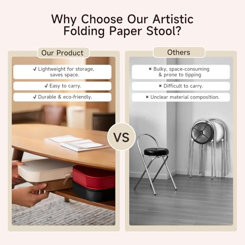 17-Inch Foldable Kraft Paper Stool - Lightweight Honeycomb Design
