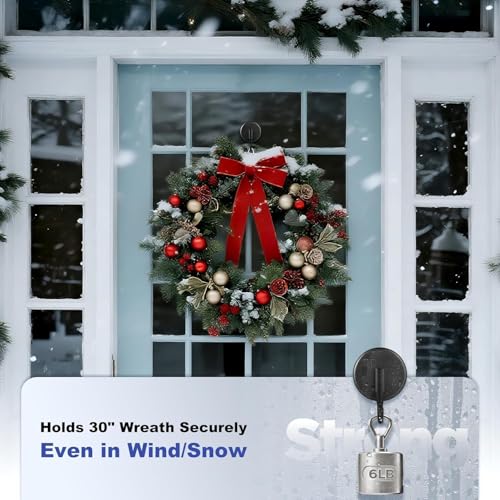 OUTXE Suction Cup Wreath Hanger Heavy Duty Glass Door Hook 2-Pack