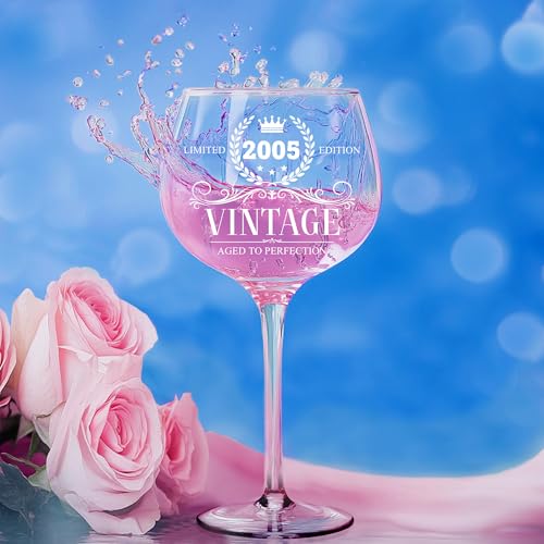 21st Birthday Wine Glass - Engraved Vintage 2005 Stemware Gift for Her