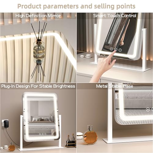 Vanity Mirror with Lights,13.1"×16.7"LED Makeup Mirror,Lighted