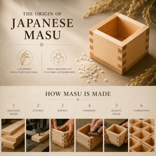 Japanese Hinoki Cypress Masu Cups Set of 12 | 4 fl oz Traditional Sake Bowls