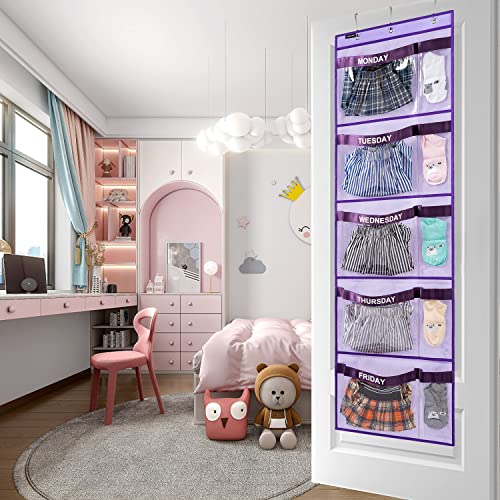 Weekly Kids Clothes Organizer Hanging Closet Storage Monday to Friday