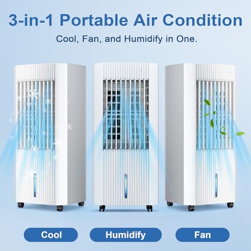 Portable Evaporative Air Cooler 1.5Gal Tank 140° Oscillation Off-White