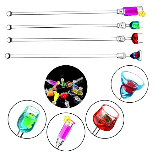 Acrylic Cocktail Stirrer Sticks Pack of 10 - Reusable Colorful Bar Mixing Spoons