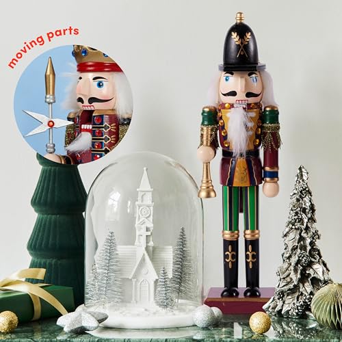 THE TWIDDLERS 2 Pack 12-Inch Wooden Nutcracker Christmas Decor with King & Guard Soldier (Red) - Festive Holiday Figures with Gift Box, Pikeman & Bugler Variants