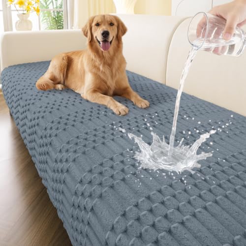 Waterproof Non-Slip Pet Sofa Cover - Flannel Furniture Protector, Grey, 36" x 71"