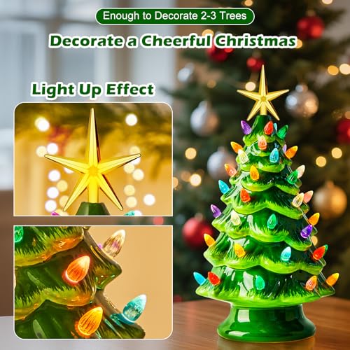 Ceramic Christmas Tree Replacement Bulbs & Stars - 108 Pc Medium Twist Set
